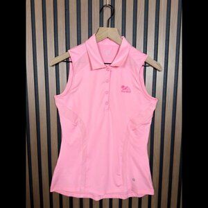 PGA West Shirt Small Womens Pink Sleeveless Vest Golfing Button Snap Tech